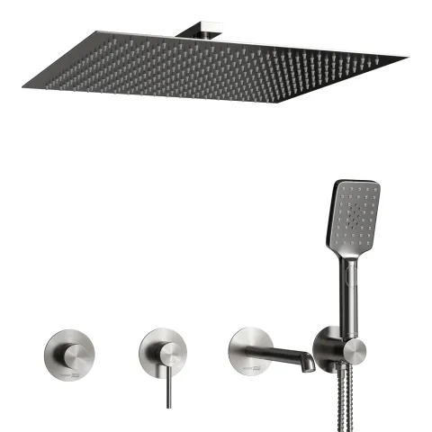 Встраиваемый комплект для ванны с верхней душев WasserKRAFT Muritz 9851.98DVR3.350.363.444.100.345.443BN, никель