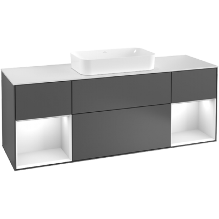 Тумба под раковину Villeroy & Boch Finion, с подсветкой, 4 выдвижных ящика, 1600 x 603 x 501 мм, Glossy White Lacquer