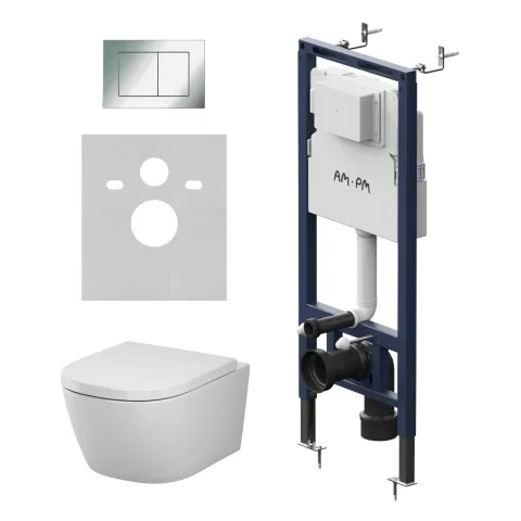 Инсталляция MasterFit с подвесным унитазом Aquaspin и клавишей AM.PM Libre IS130201.601900, хром