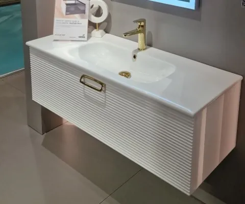 Тумба под раковину 120 см ArmadiArt Vallessi Avantgarde Linea, белый / золото