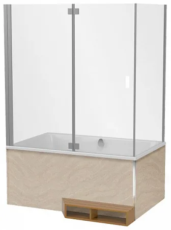 Шторка для ванны Jacob Delafon Capsule 140х140 см, серый блестящий, стационарная, прозрачное стекло