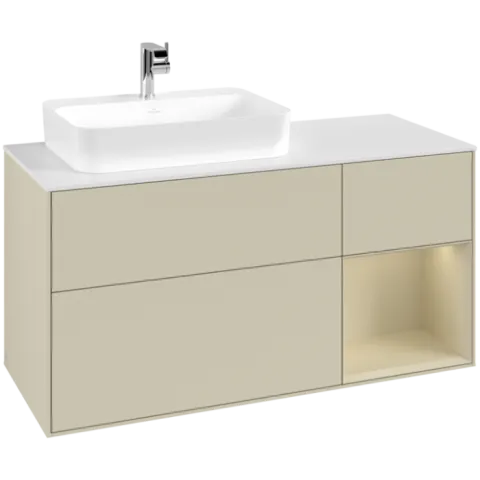 Тумба под раковину Villeroy & Boch Finion, с подсветкой, 3 выдвижных ящика, 1200 x 603 x 501 мм, Silk Grey Matt Lacquer