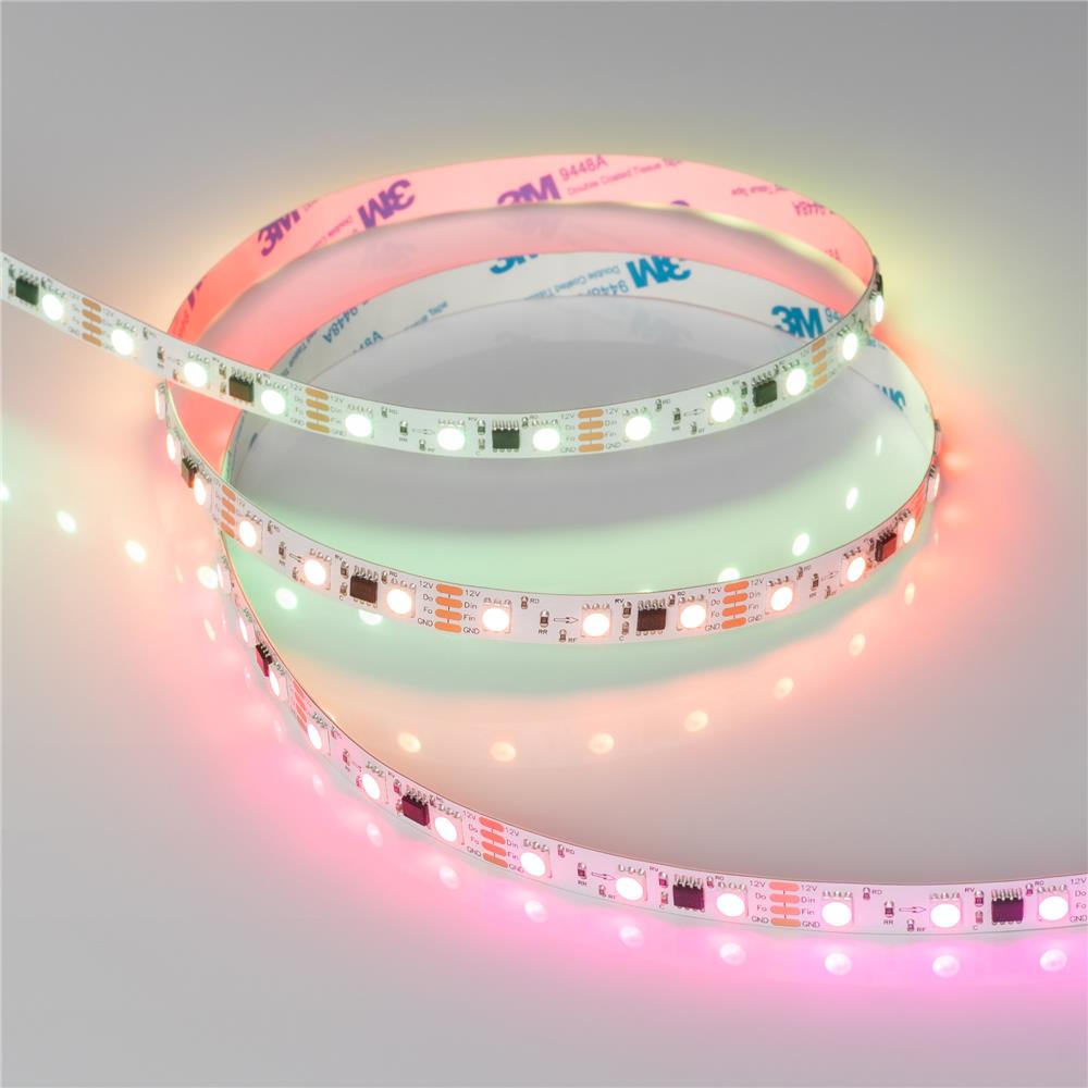 Светодиодная лента Arlight SPI-B60-10mm 12V RGB-PX3-BPT (12 W/m, IP20, 5060, 5m)