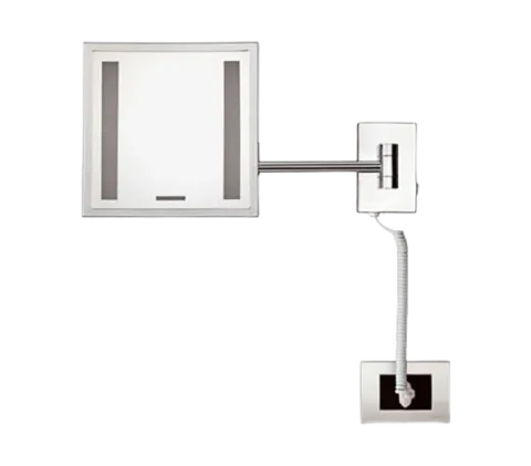 Косметическое зеркало с LED подсветкой и выключателем квадратное 21см Remer AH75QLEDCR, хром