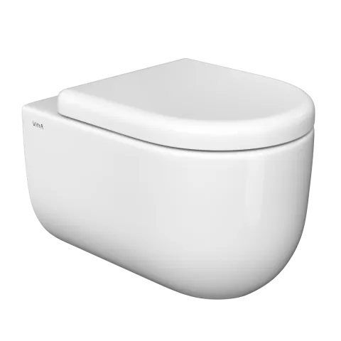 Подвесной унитаз VitrA Liquid, безободковый, Rim-ex, белый, санитарный фарфор, антибактериальное покрытие Hygiene + Clean, белый глянцевый