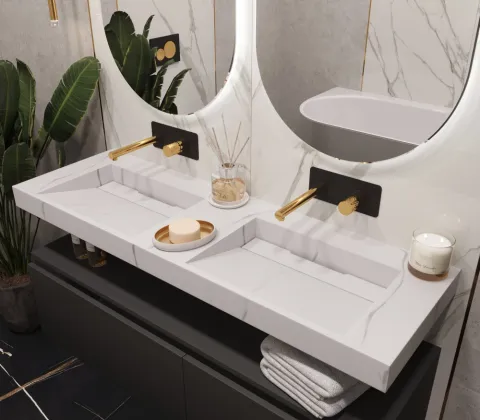 Раковина 140 см ArmadiArt Flat с тумбой