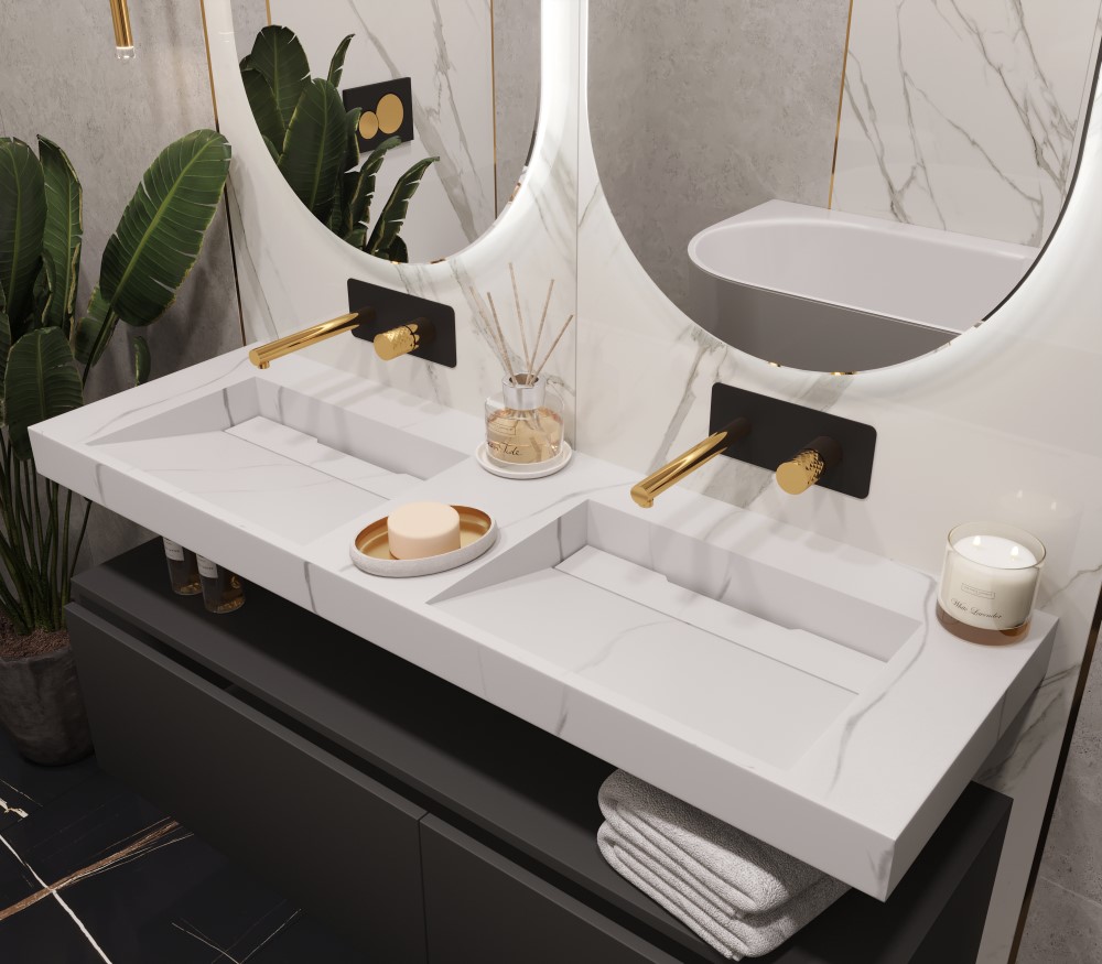 Раковина 140 см ArmadiArt Flat с тумбой
