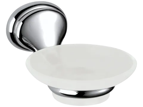 Мыльница настенная с держателем матовое стекло Remer NV10CR, хром