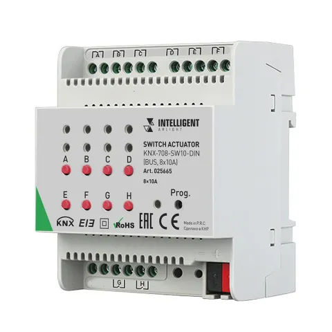 Релейный модуль Arlight KNX-708-SW10-DIN (BUS, 8x10A)