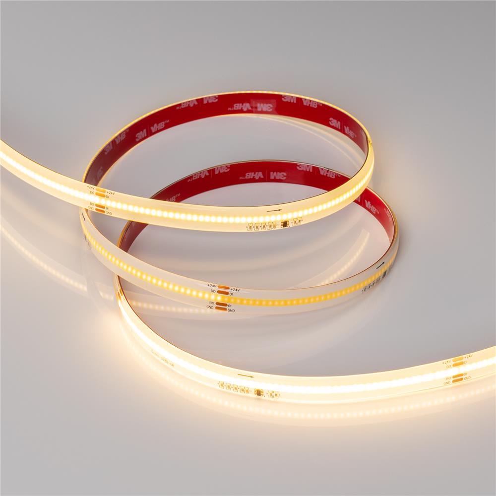 Светодиодная лента герметичная Arlight SPI-COB-SE-X378-12mm 24V Warm2700-PX63-BPT (7 W/m, IP65, 5m)