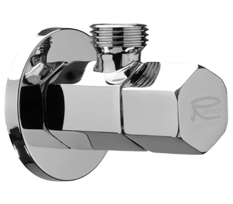 Кран угловой для подключения смесителей 1/2х3/8 Remer 128E1238, хром