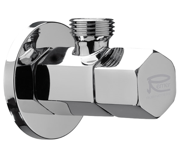 Кран угловой для подключения смесителей 1/2х3/8 Remer 128E1238, хром