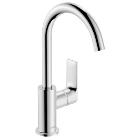 Смеситель для раковины Hansgrohe Rebris E 210, с поворотным изливом, со сливным гарнитуром, хром