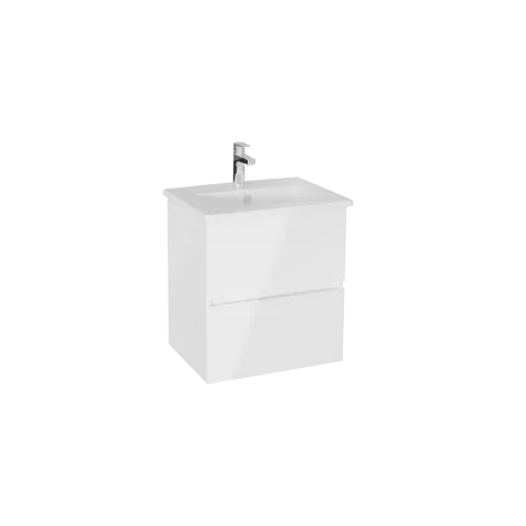 Тумба с раковиной для ванной VitrA Mia Plus Square, 60 см, глянцевая, белая ДСП