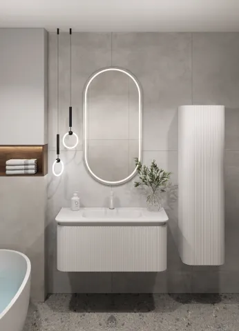 Полка рифленая ArmadiArt OVALE 1 100CM БЕЛАЯ тумба + раковина