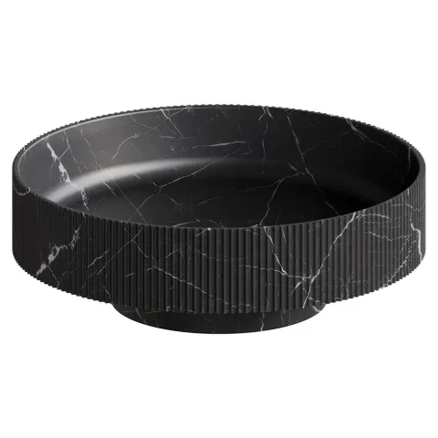 Раковина накладная рифленая ArmadiArt SOLE Corian 400*130 Nero Marquina