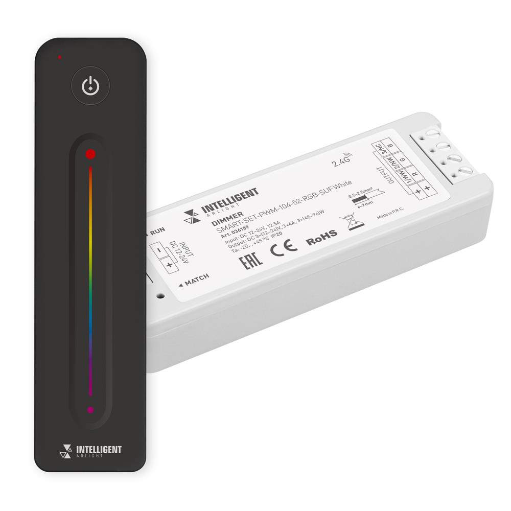 Диммер Arlight SMART-SET-PWM-104-52-RGB-SUF White (12-24V, 3x4A, ПДУ LINE, 2.4G)