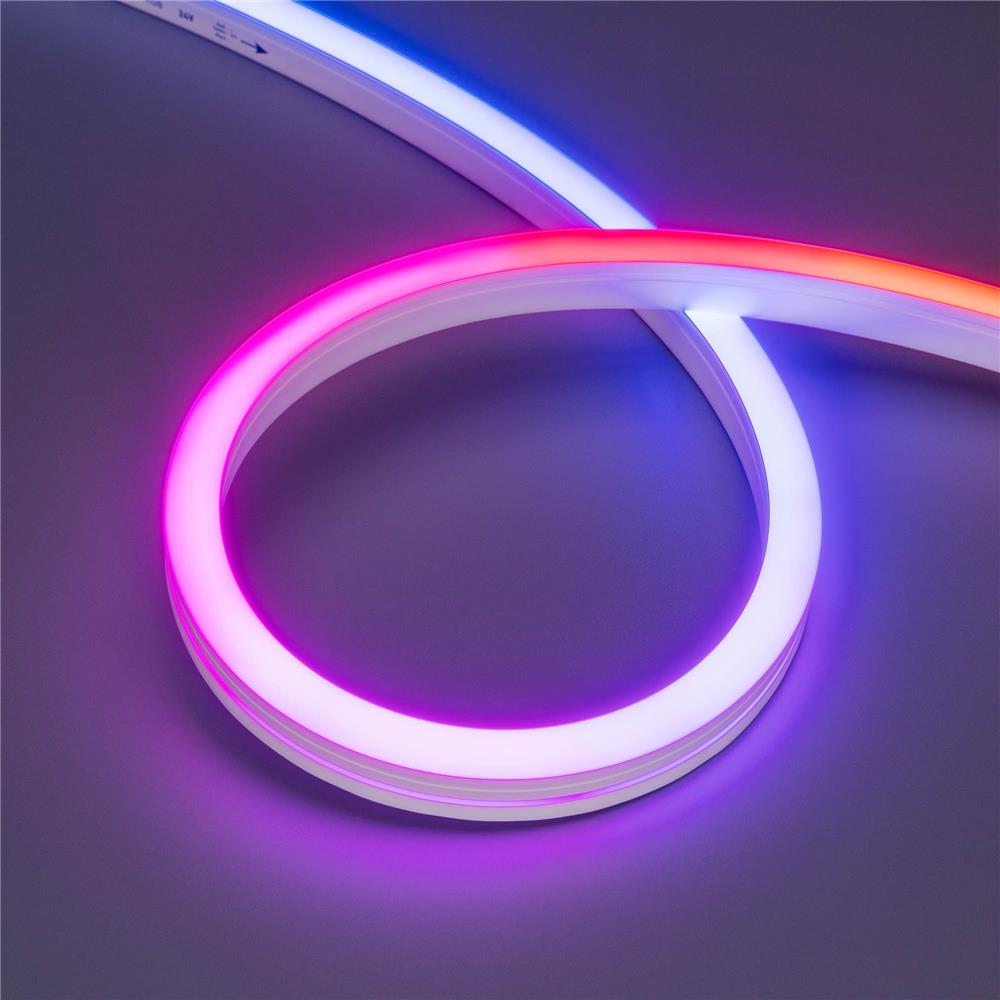 Светодиодная лента герметичная Arlight SPI MOONLIGHT-SIDE-B84-12x17mm 24V RGB-PX7 (18 W/m, IP67, 5m, wire x2)