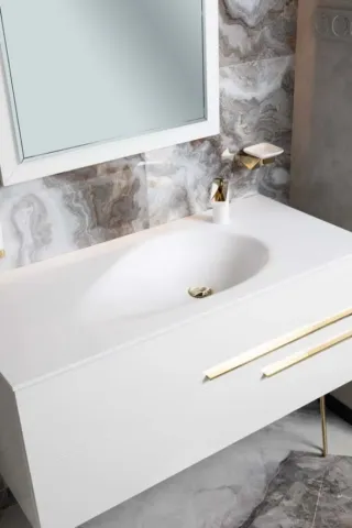 Раковина 80 см ArmadiArt Corian Drop с тумбой