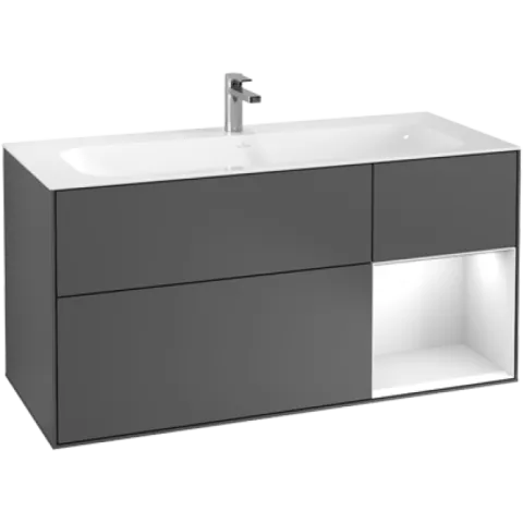 Тумба под раковину Villeroy & Boch Finion, с подсветкой, 3 выдвижных ящика, 1196 x 591 x 498 мм, Glossy White Lacquer