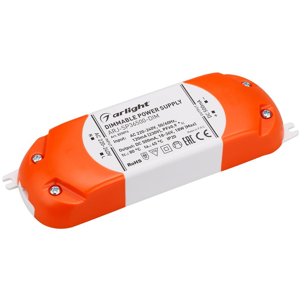 Блок питания Arlight ARJ-SP36500-DIM (18W, 500mA, PFC, Triac)