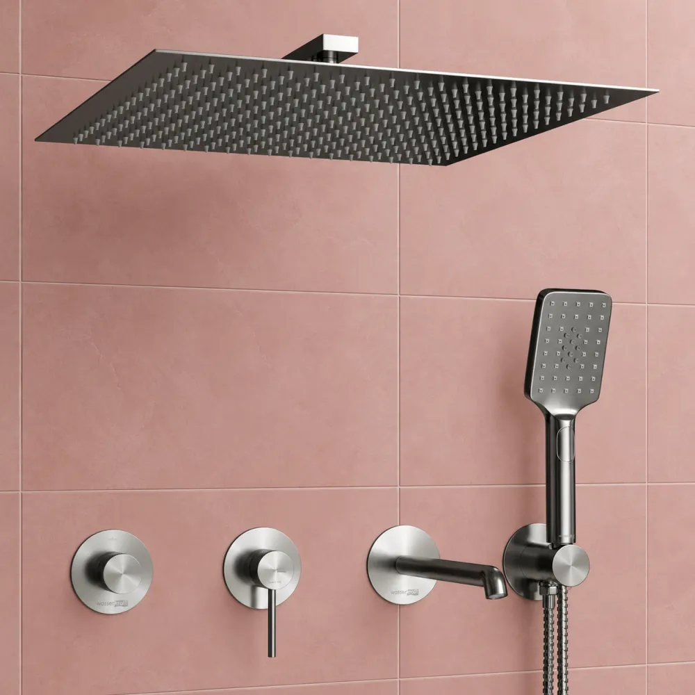Встраиваемый комплект для ванны с верхней душев WasserKRAFT Muritz 9851.98DVR3.350.363.444.100.345.443BN, никель