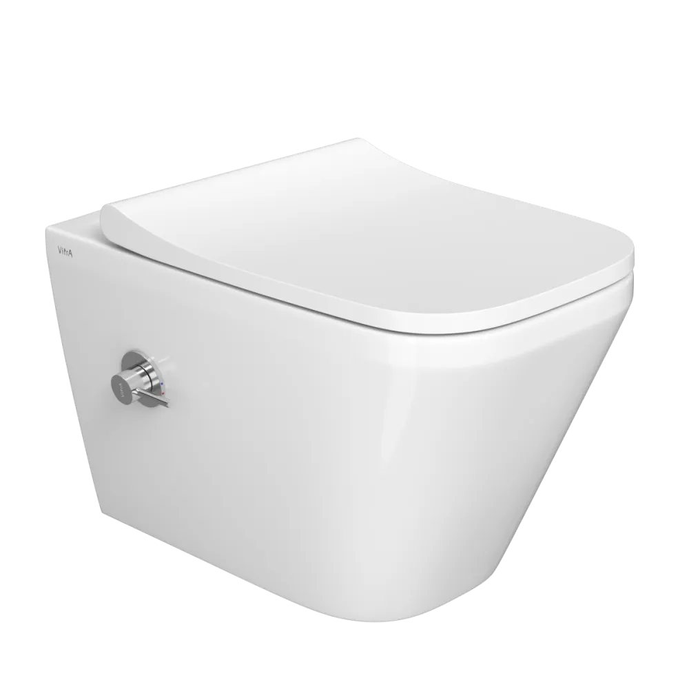 Подвесной унитаз VitrA Integra Square, безободковый, Rim-ex, белый, санитарный фарфор, антибактериальное покрытие Hygiene, белый