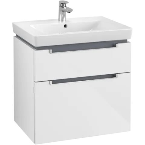 Тумба под раковину Villeroy & Boch Subway 2.0, 2 выдвижных ящика, 637 x 590 x 454 мм, Glossy White