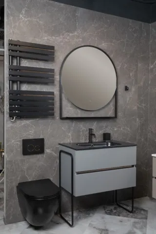 Тумба без раковины ArmadiArt Vallessi 80*46cm DUST Grey мат 2 полки (402)