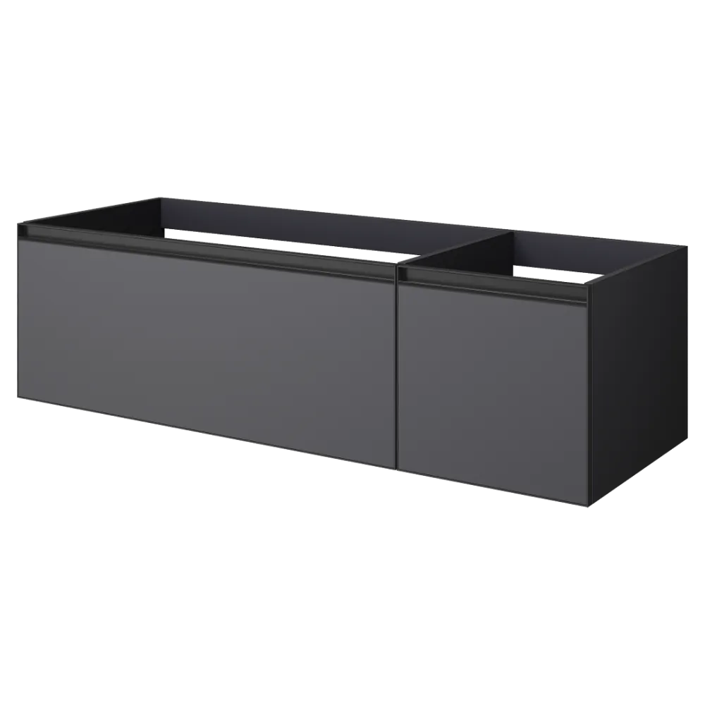 Тумба ArmadiArt QUATRO 2 140см (100+40) ANTHRACITE профиль ANTHRACITE c подсветкой
