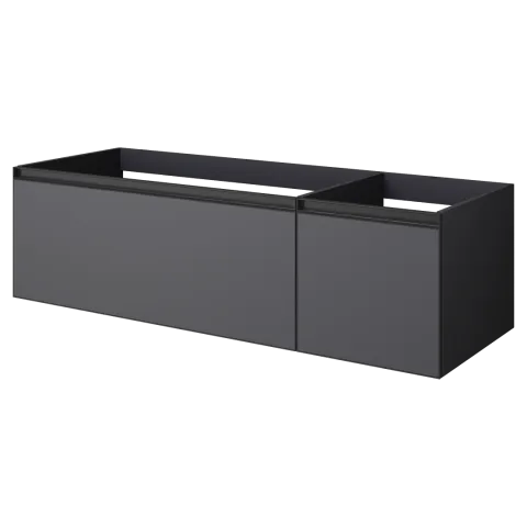 Тумба ArmadiArt QUATRO 2 140см (100+40) ANTHRACITE профиль ANTHRACITE c подсветкой