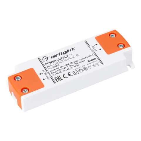 Блок питания Arlight ARV-SN12015-FLAT-B (12V, 1.25A, 15W)