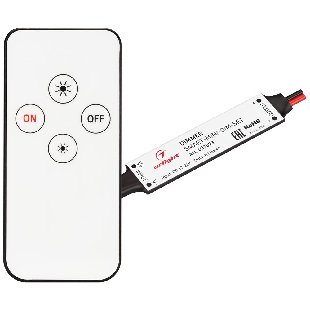 Диммер Arlight SMART-MINI-DIM-SET (12-24V, 1x4A, ПДУ 4кн, IR)