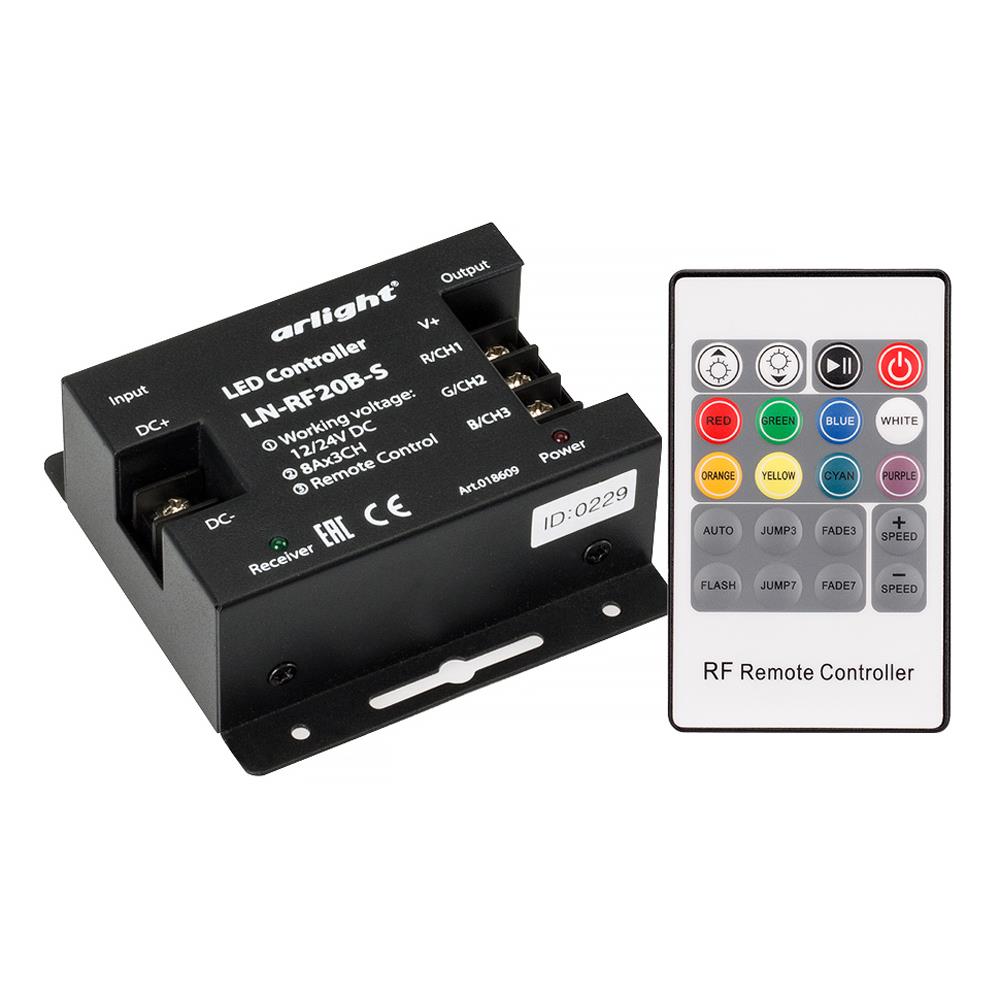Контроллер Arlight LN-RF20B-S (12-24V, 288-576W, ПДУ 20кн)