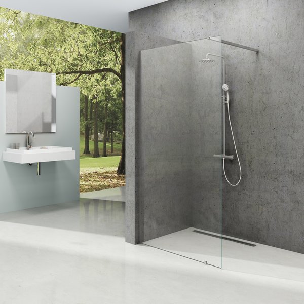 Душевая перегородка RAVAK Walk-In Wall-100, высота 200 см, прозрачное стекло, профиль чёрный
