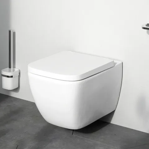 Унитаз подвесной FlashClean с сиденьем микролифт AM.PM Gem C901701SC, белый глянцевый