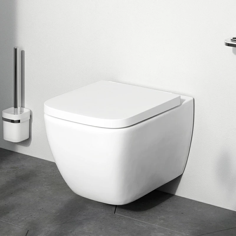 Унитаз подвесной FlashClean с сиденьем микролифт AM.PM Gem C901701SC, белый глянцевый