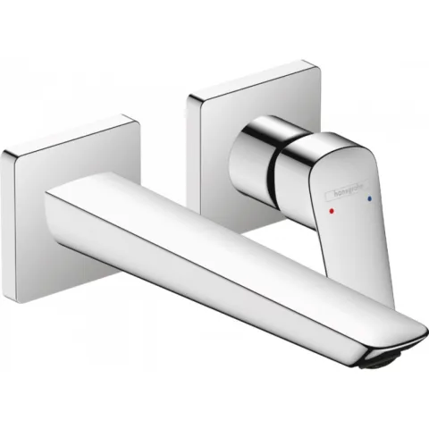 Смеситель для раковины Hansgrohe Logis, однорычажный, Fine скрытый настенный монтаж, с изливом 20,5 см, хром