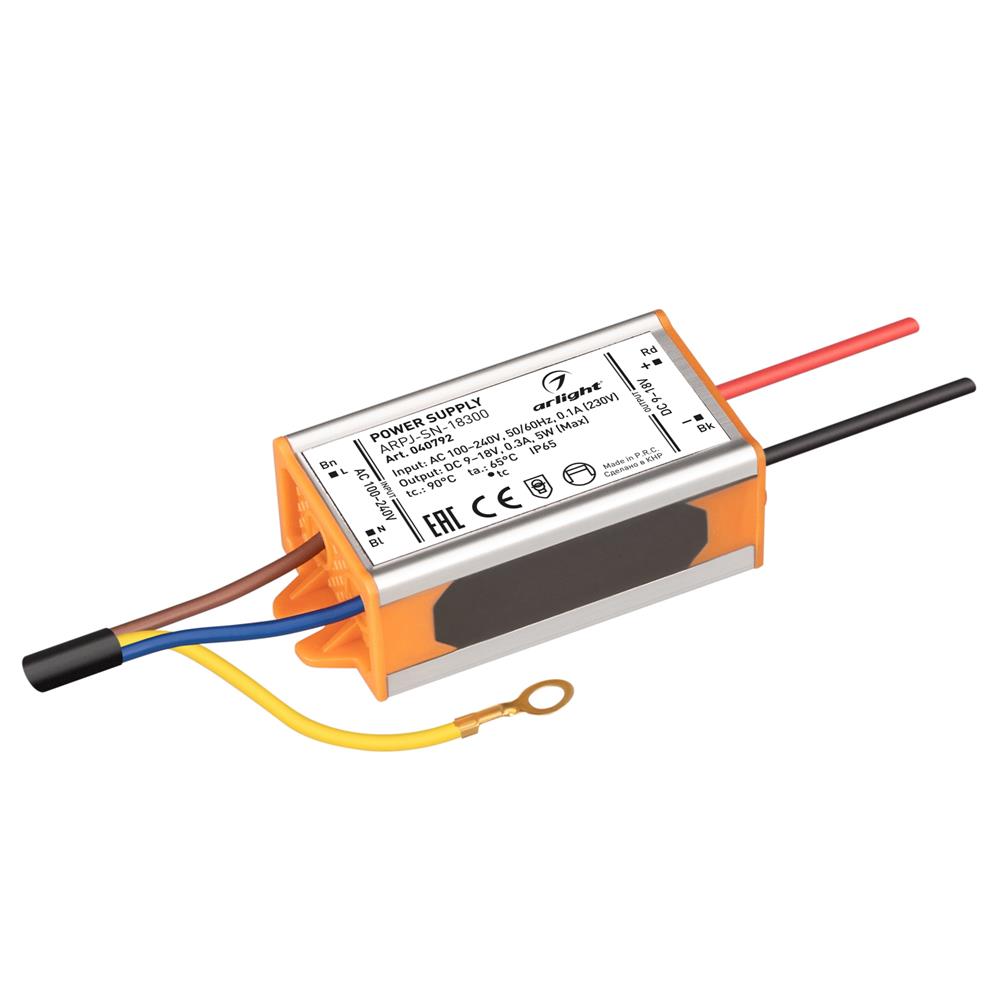 Блок питания Arlight ARPJ-SN-18300 (5W, 9-18V, 300mA)