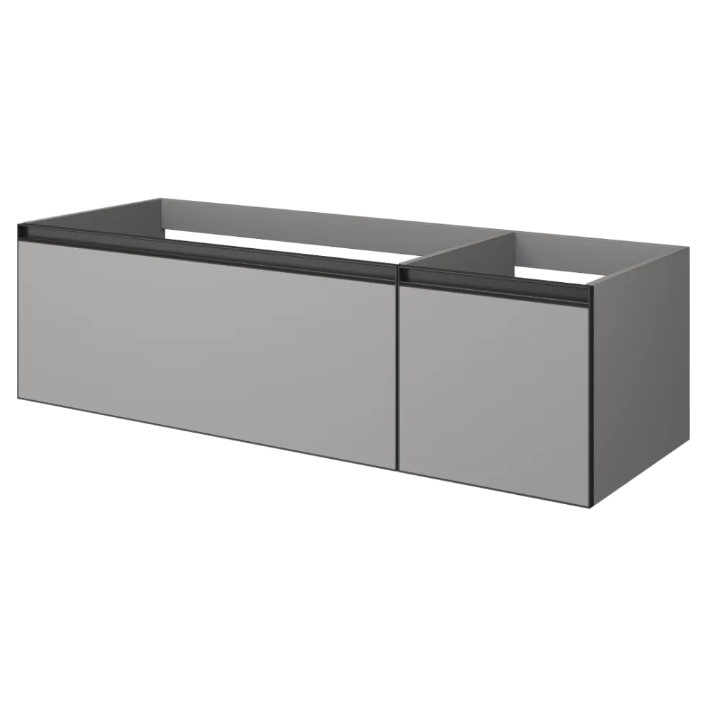 Тумба ArmadiArt QUATRO 2 140см (100+40) LUNA профиль ANTHRACITE c подсветкой