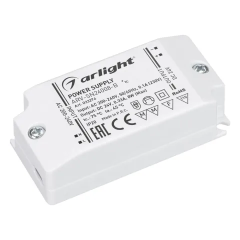 Блок питания Arlight ARV-SN24008-B (24V, 0.33A, 8W)
