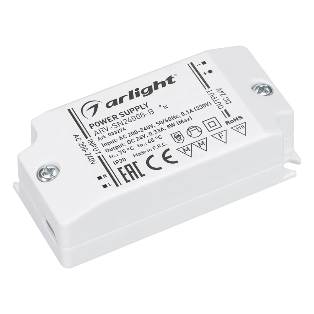 Блок питания Arlight ARV-SN24008-B (24V, 0.33A, 8W)