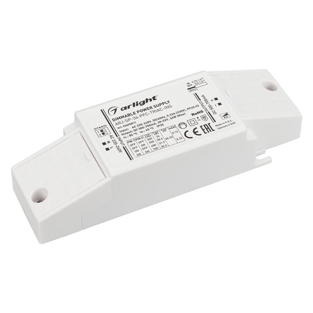 Блок питания Arlight ARJ-SP-36-PFC-TRIAC-INS (36W, 30-52V, 0.5-0.7A)