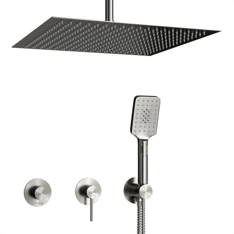 Встраиваемый комплект для душа с верхней насадкой WasserKRAFT Muritz 9851.98DVR2.352.363.444.100.345BN, никель