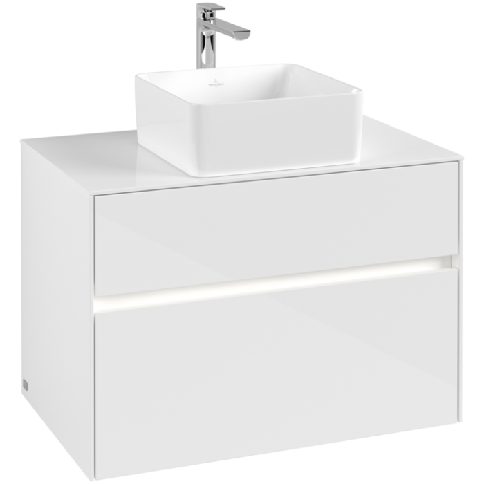 Тумба под раковину Villeroy & Boch Collaro, с подсветкой, 2 выдвижных ящика, 800 x 548 x 500 мм, Glossy White