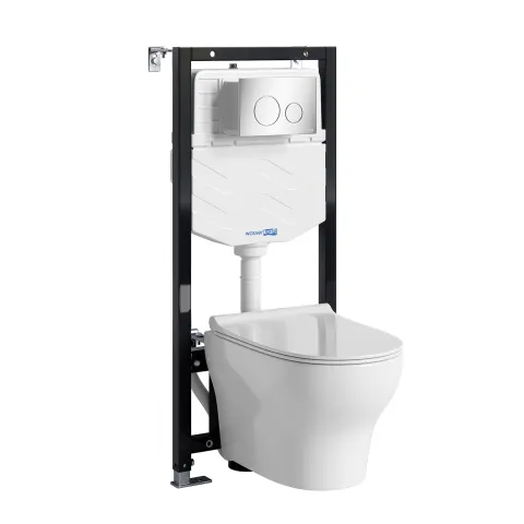 Система инсталляции с унитазом WasserKRAFT Aller 10TLT.010.ME.H001, кнопка CH02, хром