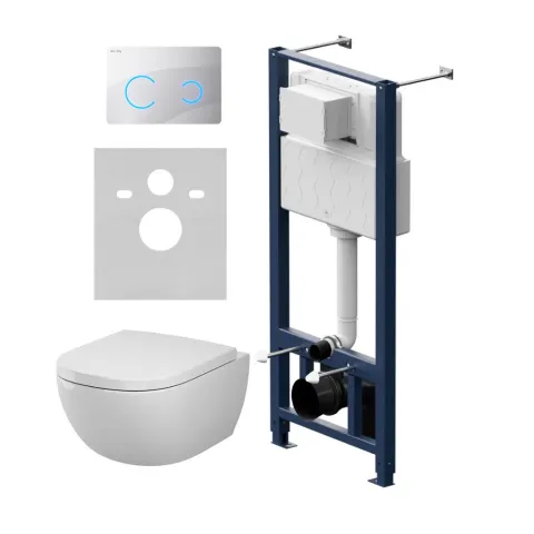 Инсталляция с подвесным унитазом Aquaspin и клавишей Touchless AM.PM Above, белый