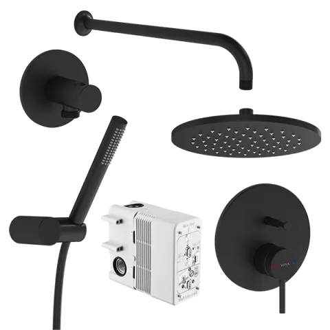 Набор встроенной душевой системы VitrA Origin на 2 направления, чёрный матовый