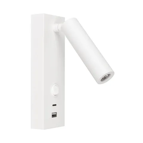 Светильник Arlight SP-BED-CHARGE-S60x125-3W Warm3000 (WH, 20 deg, 230V, USB-A, USB-C)
