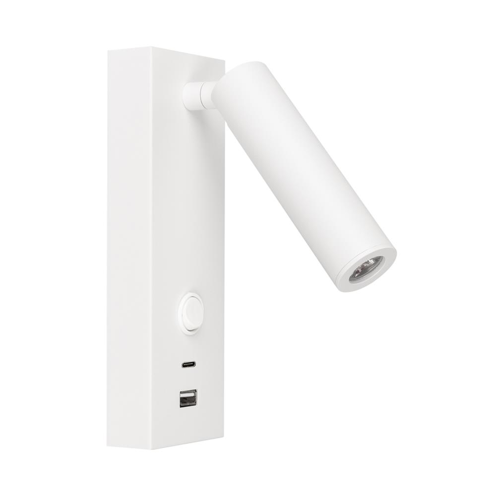 Светильник Arlight SP-BED-CHARGE-S60x125-3W Warm3000 (WH, 20 deg, 230V, USB-A, USB-C)